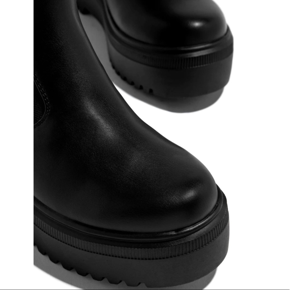 Black Lug Platform Slip On Bootie - Picture 4 of 9